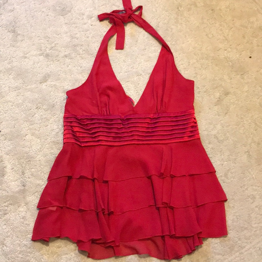 Red Tiered Halter Top